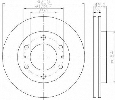 HELLA PAGID 8dd355118631 -  Диск тормозной вентилируемый